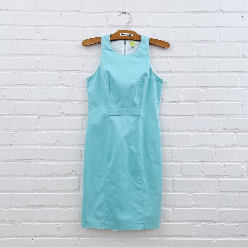 Sleeveless Aqua Sheath Dress - Unbranded